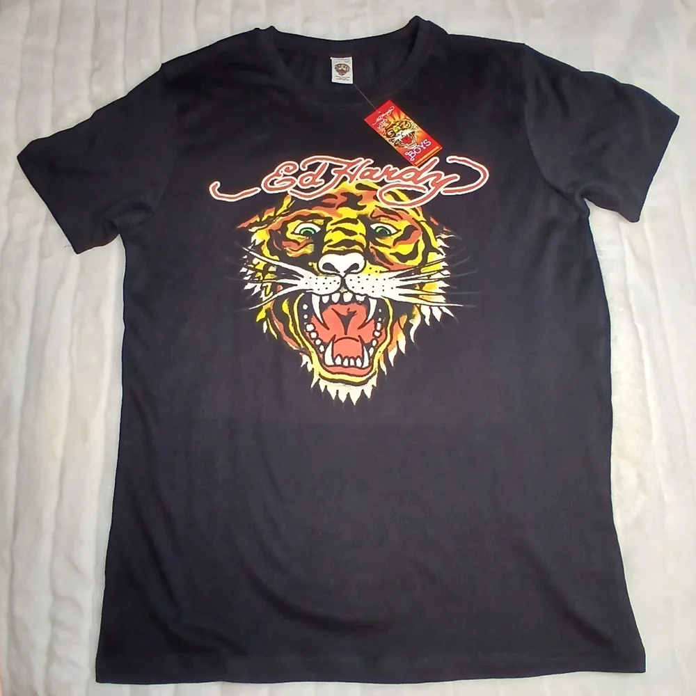 Ed Hardy Kids Tiger Graphic Tee – Size 19/20 (Jet Black) 100% Cotton - Picture 10 of 10